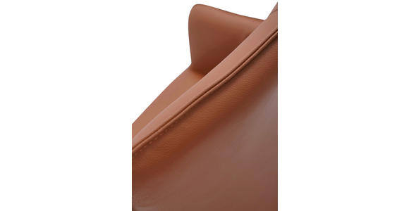 ARMLEHNSTUHL in Eisen Echtleder pigmentiert - Cognac/Schwarz, Design, Leder/Metall (64/87/60cm) - Novel