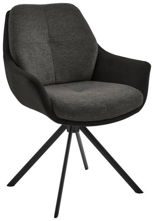 ARMLEHNSTUHL in Eisen Webstoff, Mikrofaser - Schwarz/Graphitfarben, Design, Textil/Metall (62/83,5/65cm) - Valnatura