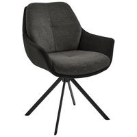 ARMLEHNSTUHL  in Eisen Webstoff, Mikrofaser  - Schwarz/Graphitfarben, Design, Textil/Metall (62/83,5/65cm) - Valnatura