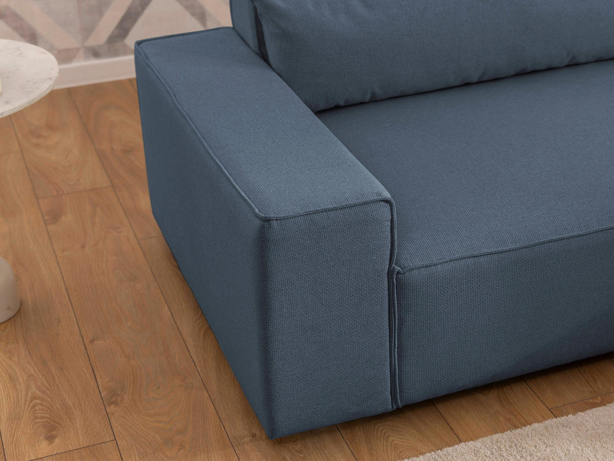 ECKSOFA Curduroy in Webstoff Blau Rückenkissen  251/142 cm  - Blau/Schwarz, Design, Kunststoff/Textil (251/142cm) - P & B