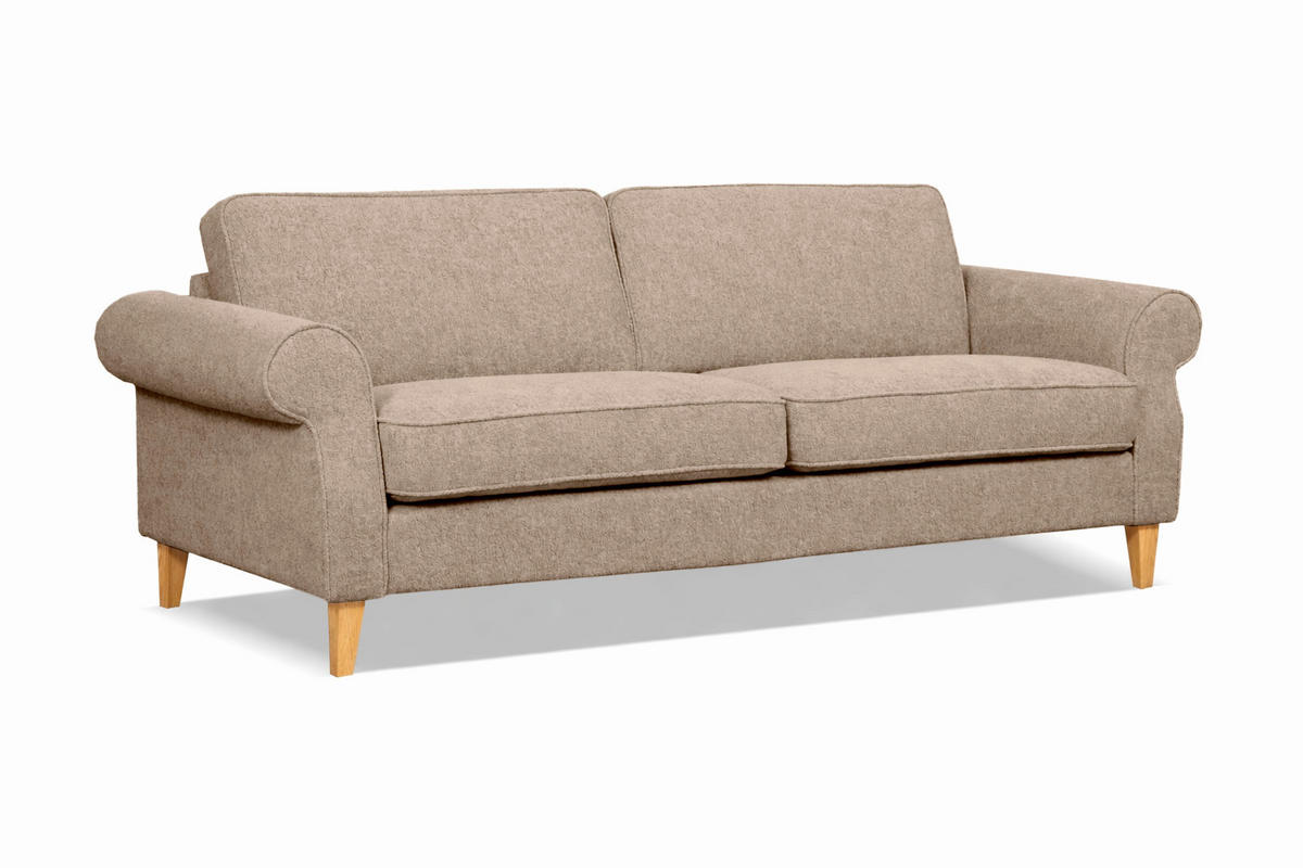 3-SITZER-SOFA NAOMI in Hellbraun  - Hellbraun, Design, Textil (224/82/91cm) - Livetastic
