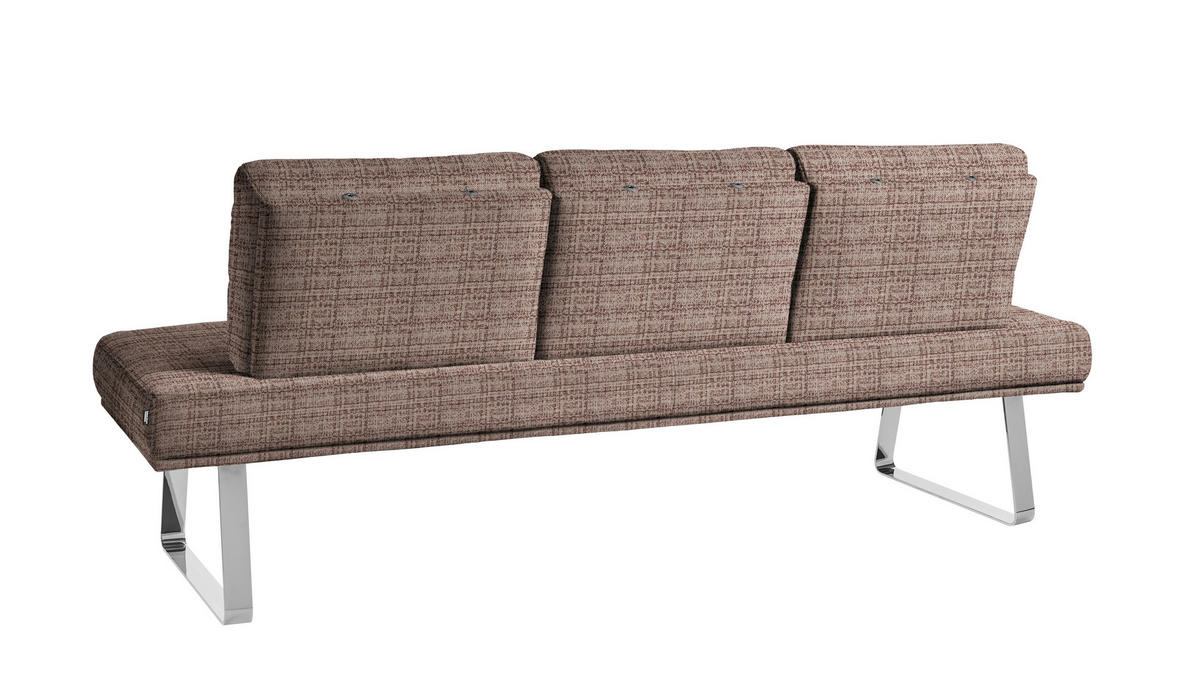 SITZBANK 209/92/78 cm  in Braun, Chromfarben  - Chromfarben/Braun, Design, Textil/Metall (209/92/78cm) - Dieter Knoll