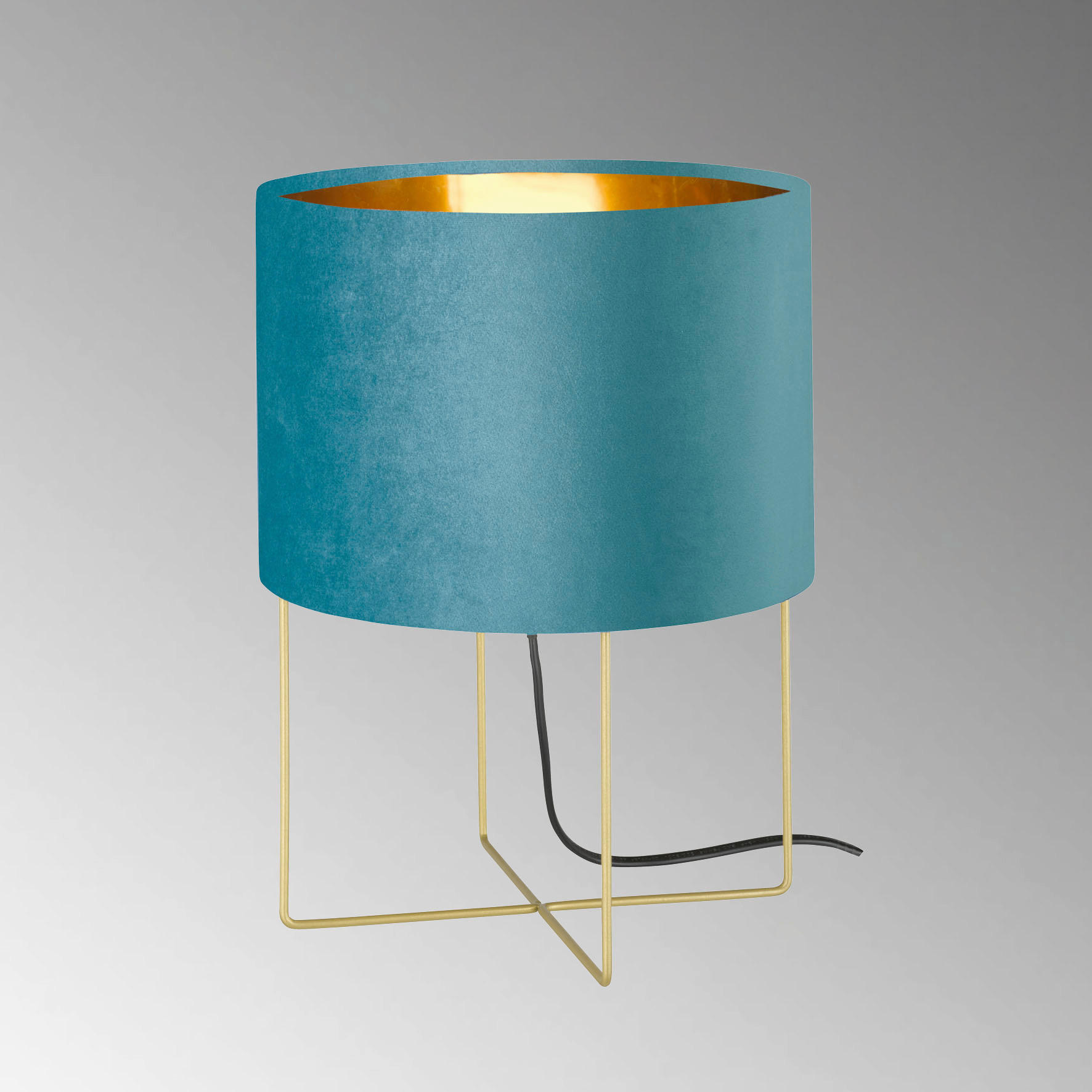 TISCHLEUCHTE - Türkis/Goldfarben, Design, Textil/Metall (24/32cm) - Fischer & Honsel