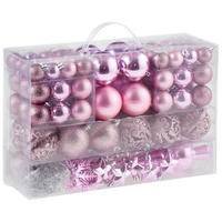 CHRISTBAUMKUGEL-SET 111-teilig  - Pink, Trend, Kunststoff - X-Mas