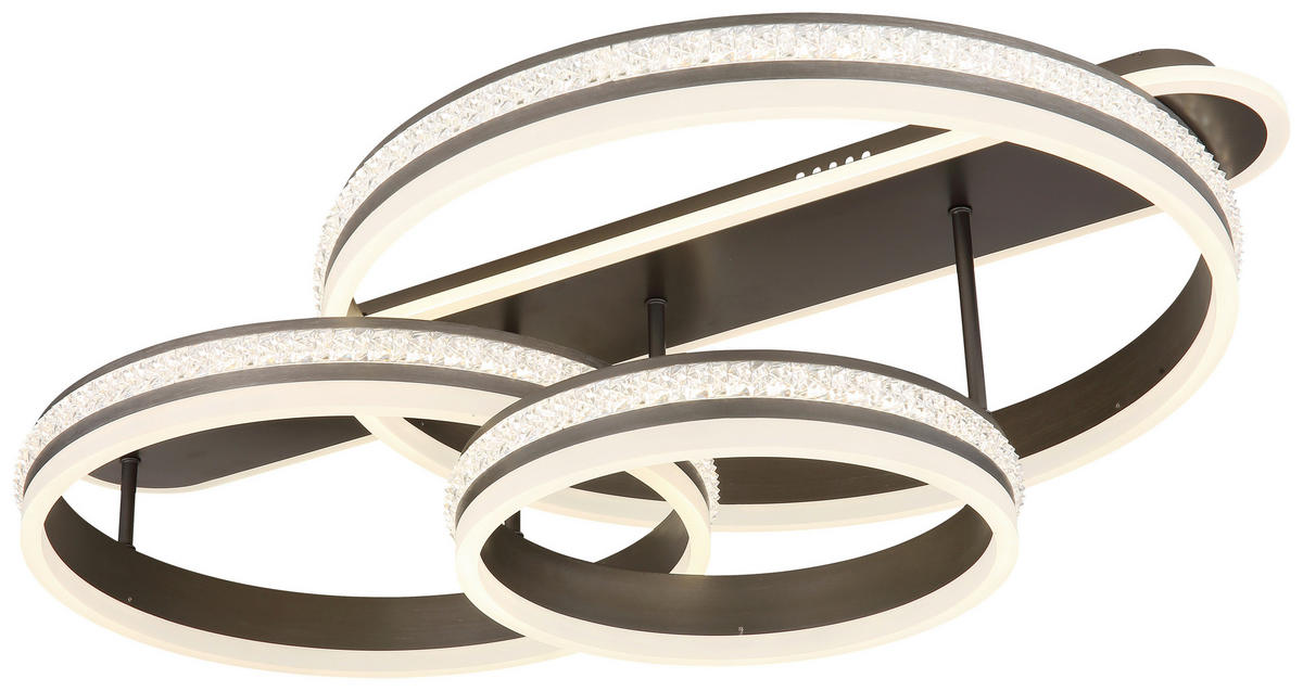 LED MENNYEZETI LÁMPA - titánszürke/opál, Design, műanyag/fém (80/50/21,5cm)