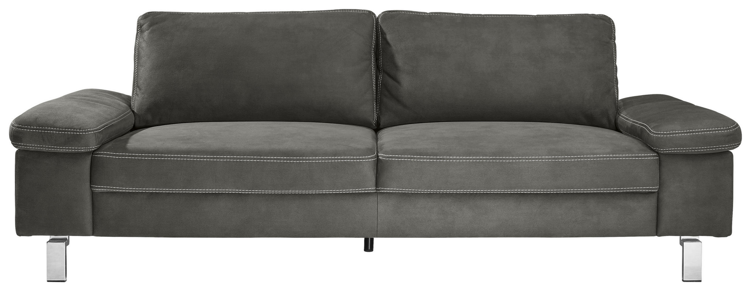 3-SITZER-SOFA in Mikrofaser Braun  - Chromfarben/Beige, Design, Textil/Metall (234/86/97cm) - Hom`in
