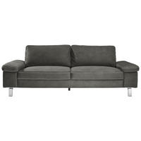 3-SITZER-SOFA in Mikrofaser Braun  - Chromfarben/Beige, Design, Textil/Metall (234/86/97cm) - Hom`in