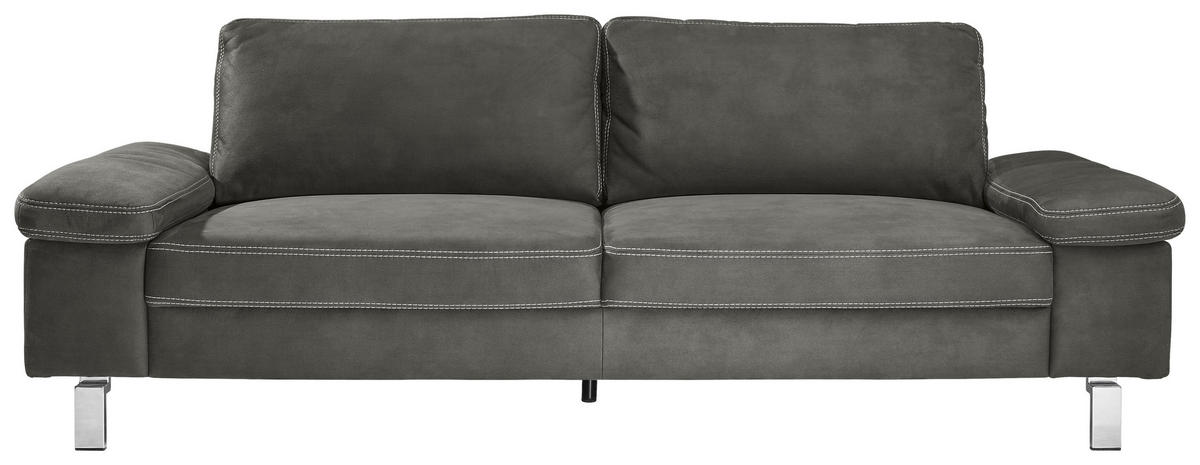 3-SITZER-SOFA in Mikrofaser Braun  - Chromfarben/Beige, Design, Textil/Metall (234/86/97cm) - Hom`in
