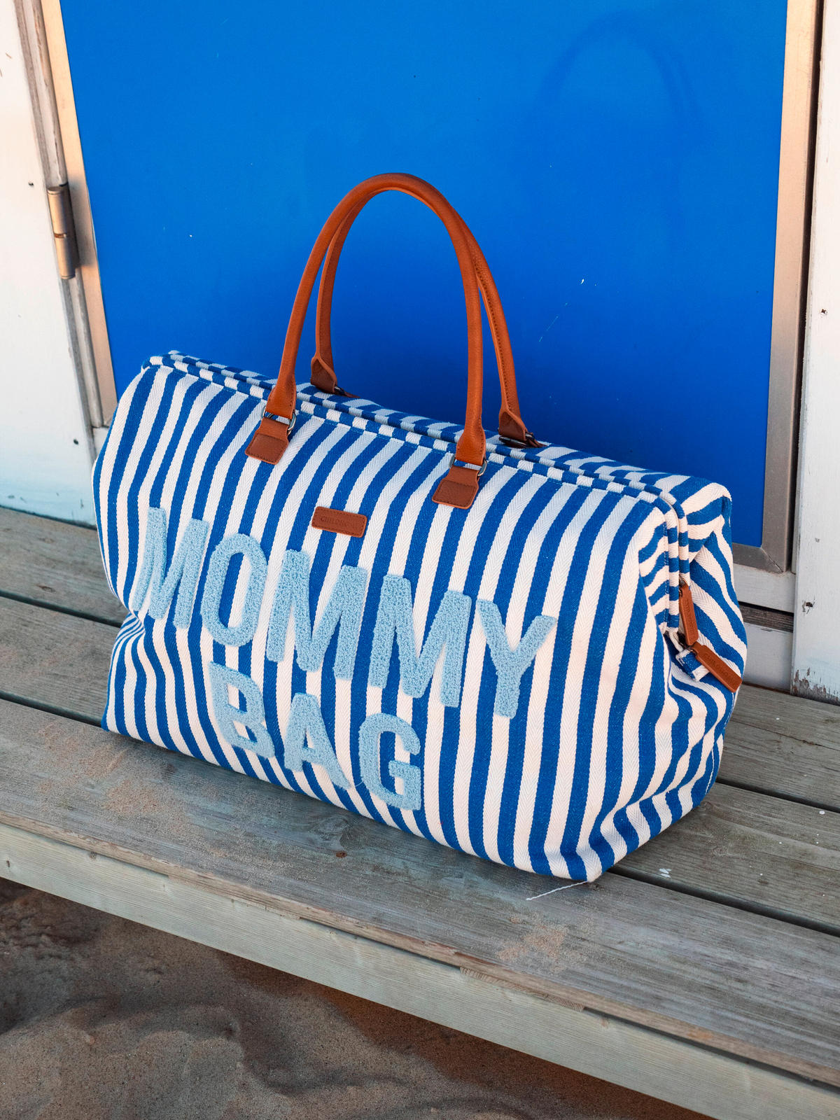 WICKELTASCHE Mommy Bag Blaue Streifen  - Weiß/Grau, KONVENTIONELL, Kunststoff/Textil (55/30/40cm) - Childhome