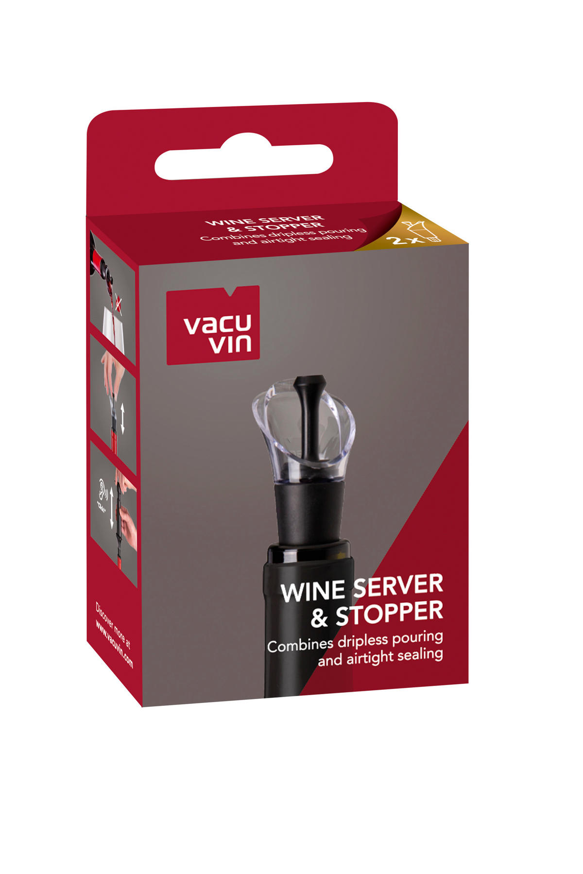 ČEP ZA VINO  - crna, Basics, plastika - Vacu Vin