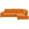 ECKSOFA in Echtleder Orange  - Alufarben/Orange, Design, Leder/Metall (309/211cm) - Beldomo Speed
