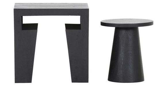 BEISTELLTISCHSET Mangoholz massiv rechteckig Schwarz - Schwarz, Design, Holz (50/40/50cm) - Carryhome
