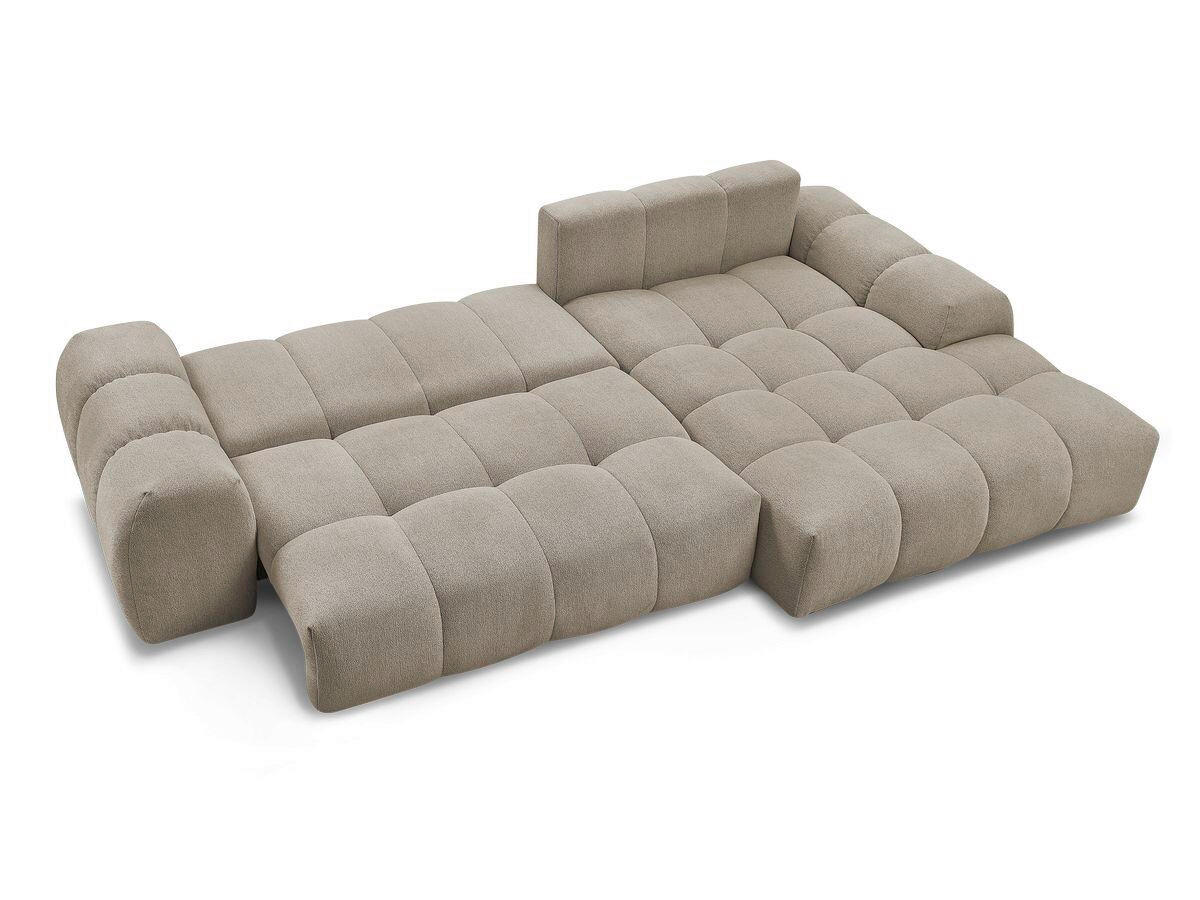 ECKSCHLAFSOFA EVEREST  mit Rücken echt, Armteil links, Armteil rechts Flachgewebe Taupe  - Taupe/Schwarz, MODERN, Kunststoff/Textil (318/180cm) - Livetastic