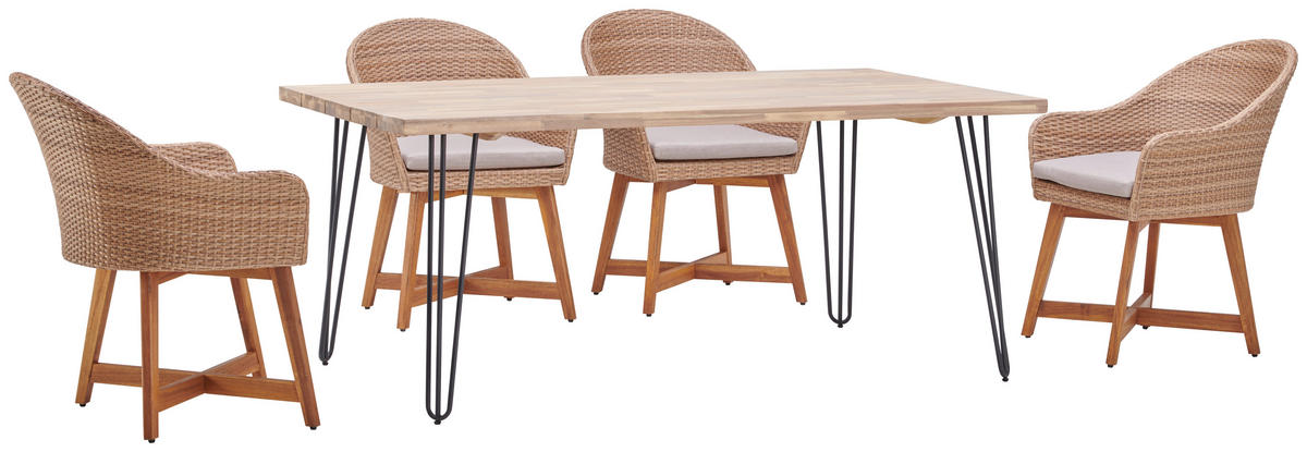 GARTENSESSEL Akazie Stahl Hellbraun  - Hellbraun, MODERN, Holz/Kunststoff (62/86/64cm) - Ambia Garden