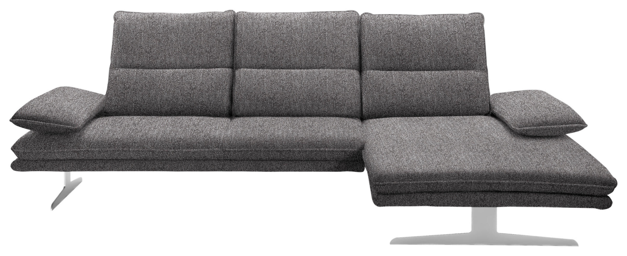 ECKSOFA in Webstoff Grau  - Edelstahlfarben/Grau, Design, Textil/Metall (291/164cm) - Chilliano