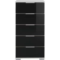 KOMMODE , 49/102/41 cm, 5 Schublade(n)  - Chromfarben/Alufarben, Design, Glas/Holzwerkstoff (49/102/41cm) - Livetastic