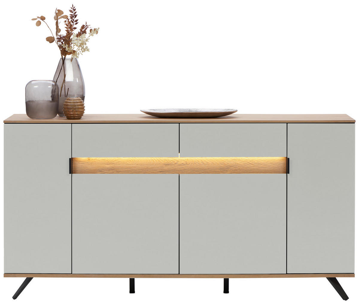 SIDEBOARD CREMONA  2 Schublade(n)  - Eichefarben/Hellgrau, MODERN, Holz/Holzwerkstoff (180,6/82/42cm) - Dieter Knoll