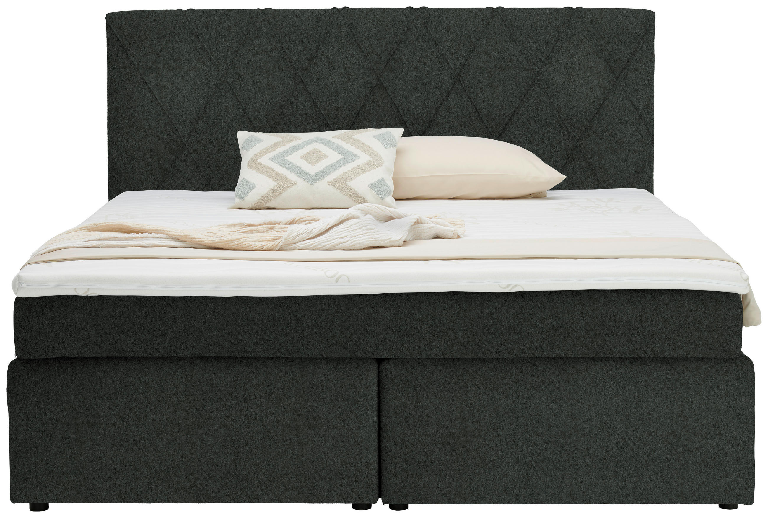 BOXSPRINGBETT 180/200 cm  in Grau  - Schwarz/Grau, Design, Kunststoff/Textil (180/200cm) - Xora