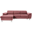 ECKSOFA inkl. Funktionen Hellrot Webstoff  - Hellrot/Silberfarben, Design, Textil/Metall (167/250cm) - Xora