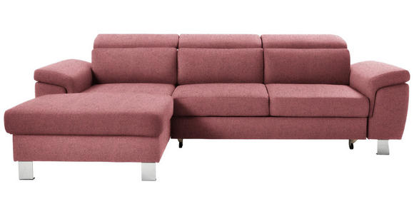 ECKSOFA inkl. Funktionen Hellrot Webstoff  - Hellrot/Silberfarben, Design, Textil/Metall (167/250cm) - Xora