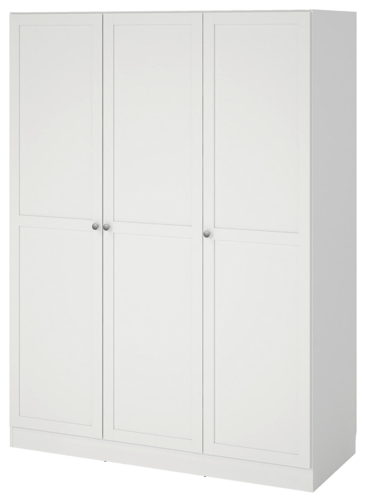 DREHTÜRENSCHRANK 147/200/61,7 cm 3-türig Weiß  - Silberfarben/Weiß, MODERN, Holzwerkstoff/Metall (147/200/61,7cm) - MID.YOU