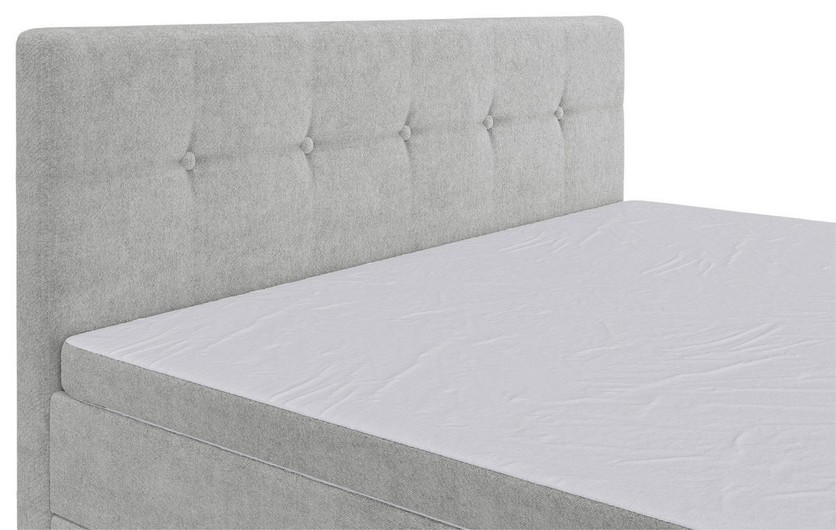 BOXSPRINGBETT 160/200 cm  in Hellgrau  - Hellgrau/Schwarz, Konventionell, Kunststoff/Textil (160/200cm) - Carryhome