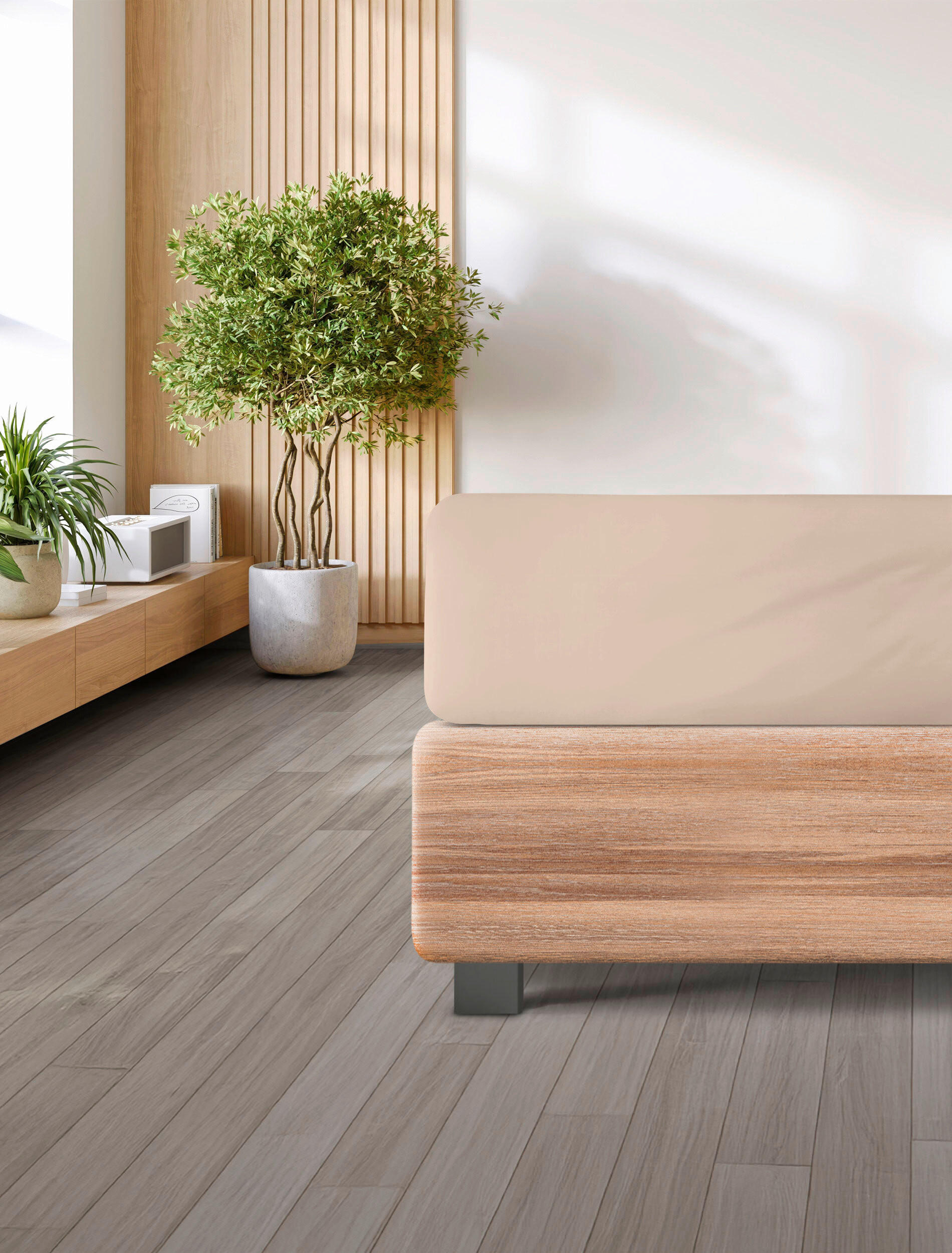 SPANNBETTTUCH Jersey  - Beige, Basics, Textil (90-100/200-220cm) - Irisette