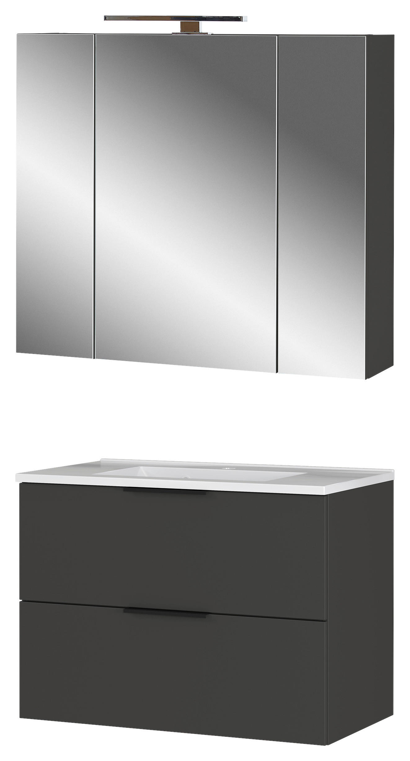 BADEZIMMER 3-teilig  in 81 cm  - Schwarz/Graphitfarben, MODERN, Holzwerkstoff/Stein (81cm) - Germania