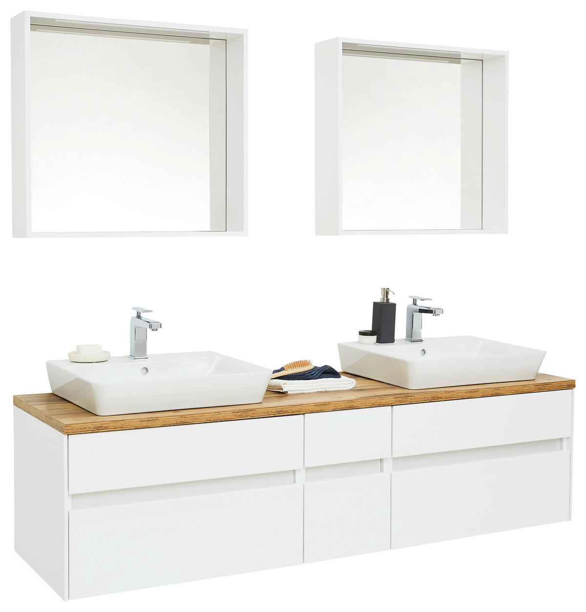 KOPALNICA  bela, barve hrasta  - barve hrasta/bela, Design, steklo/leseni material (172cm) - Novel