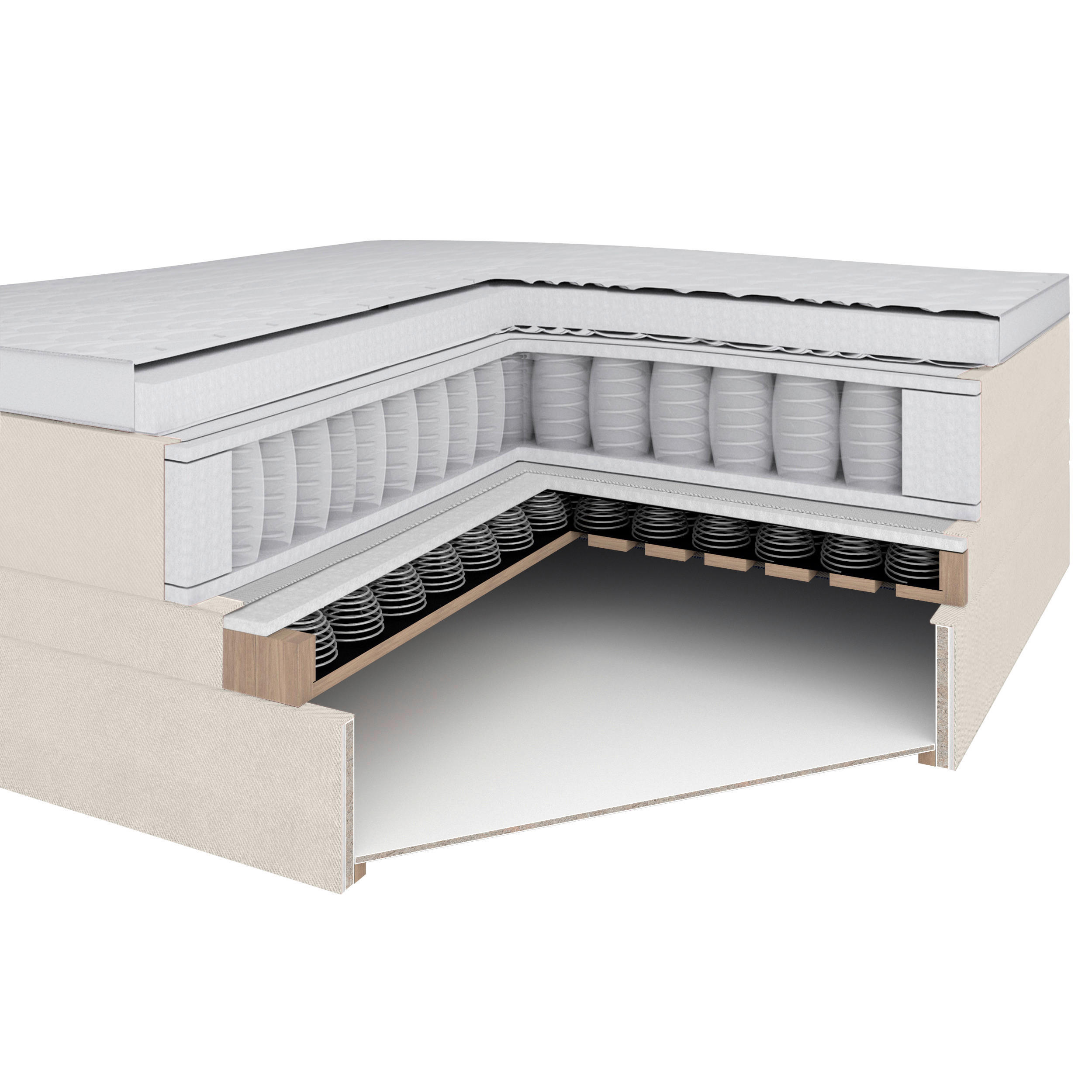 Thumbnail - Mid.you Boxspringbett, Grün, Holz, Textil, Tanne, H3, 7-Zonen, Höhe ca. 17 cm, 100x200 cm, Bettkasten, gepolstertes Kopf...