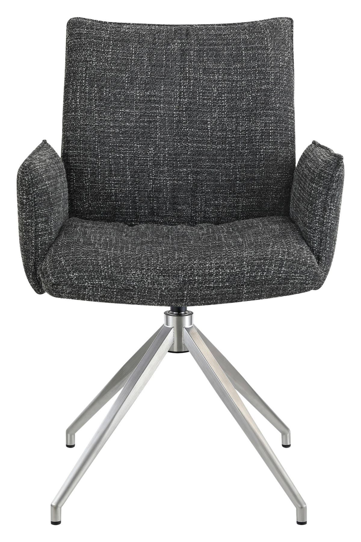 ARMLEHNSTUHL  Sitzfläche 360° drehbar, automatische Rückholfunktion Webstoff  Schwarz, Edelstahlfarben  - Edelstahlfarben/Schwarz, Design, Textil/Metall (60,5/87/61,5cm) - Novel