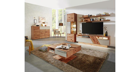 SIDEBOARD Buche massiv geölt Schlammfarben, Buchefarben - Schlammfarben/Edelstahlfarben, Design, Glas/Holz (182/90/47cm) - Valnatura