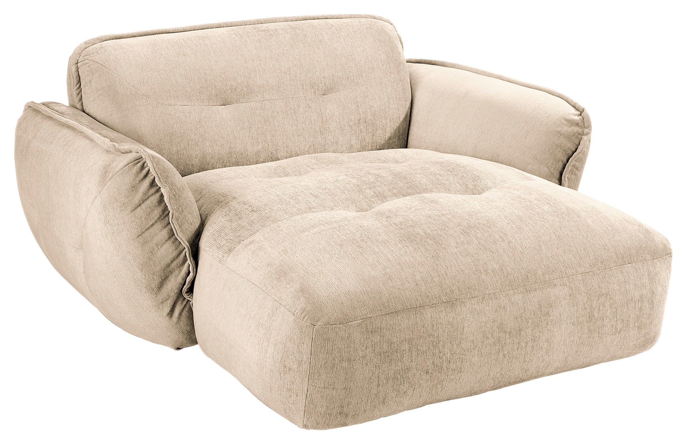 XXL-SESSEL in Chenille Creme - Creme/Schwarz, Modern, Kunststoff/Textil (182/87/184cm) - Trendmanufaktur