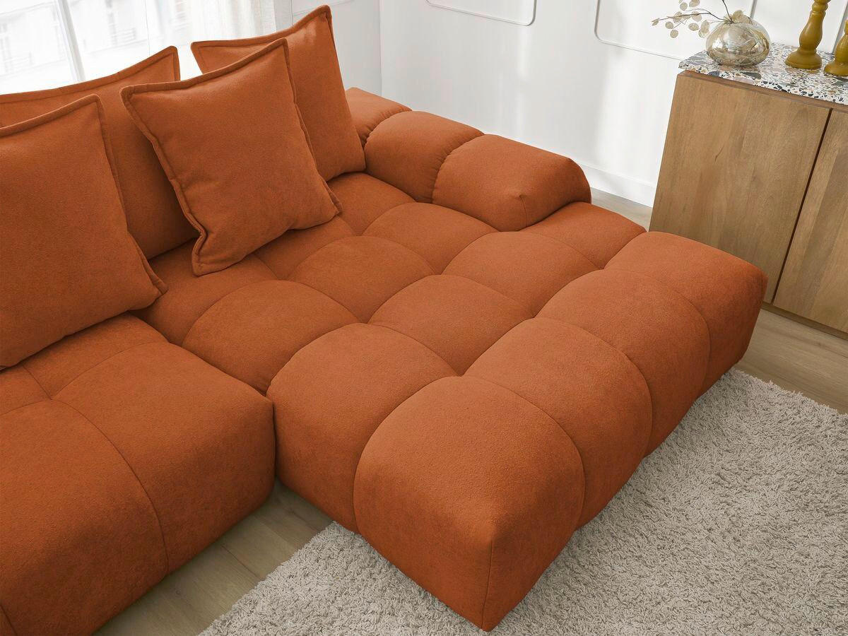 ECKSCHLAFSOFA EVEREST  mit Rücken echt, Armteil links, Armteil rechts Struktur Orange  - Schwarz/Orange, MODERN, Kunststoff/Textil (318/180cm) - Livetastic