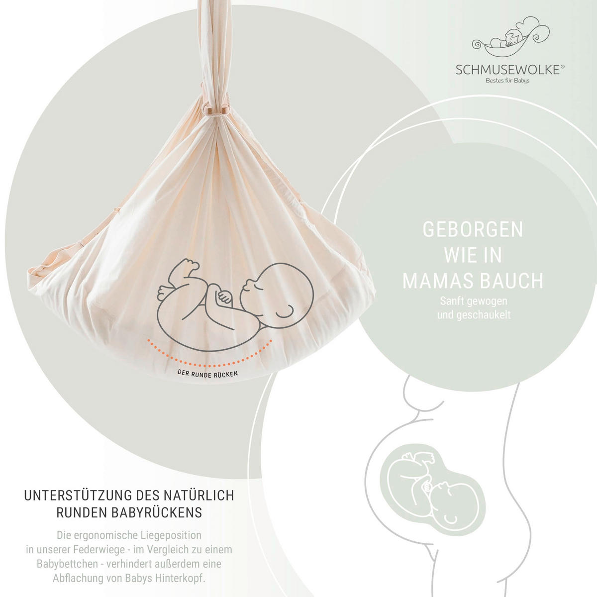 FEDERWIEGE Set inkl. Tipi-Gestell und Motor  Anthrazit, Beige  - Anthrazit/Beige, Basics, Kunststoff/Textil (135/194/135cm) - SCHMUSEWOLKE