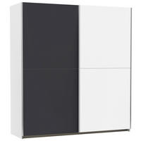 OMARA Z DRSNIMI VRATI, bela, temno siva  - temno siva/bela, Design, leseni material (175/191/59cm) - Xora