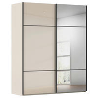 SCHWEBETÜRENSCHRANK in Champagner  - Champagner/Schwarz, KONVENTIONELL, Glas/Holzwerkstoff (201/223/68cm) - Novel