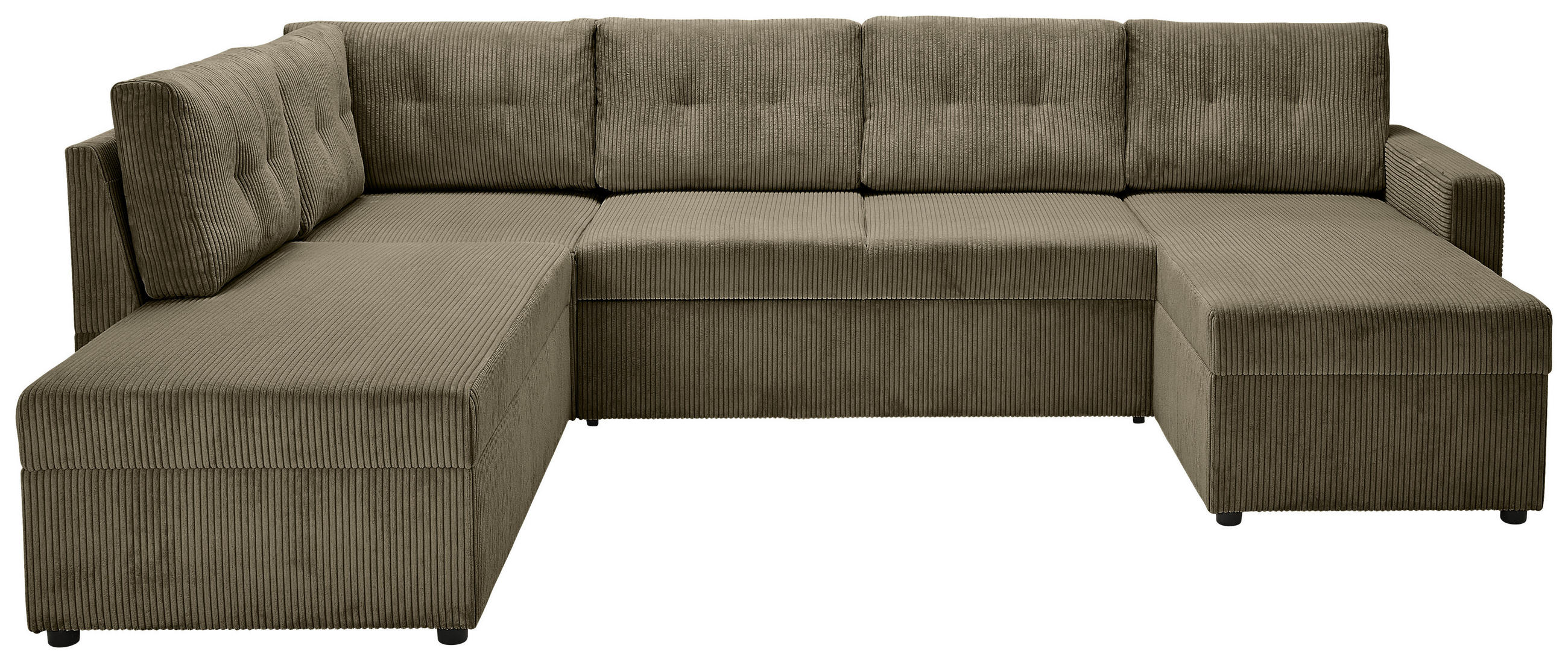 WOHNLANDSCHAFT in Cord Grün  - Schwarz/Grün, Konventionell, Kunststoff/Textil (155/293/126cm) - Ti'me