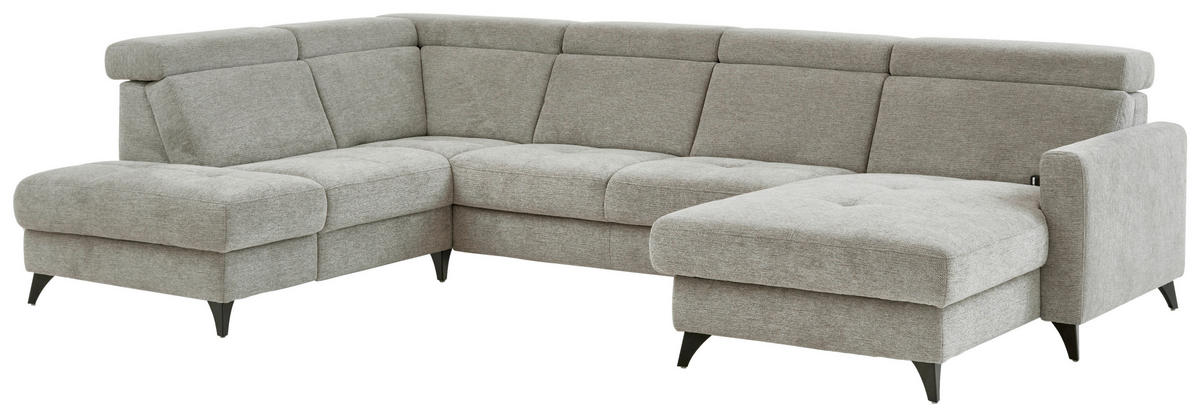 WOHNLANDSCHAFT Beldomo System Graubraun Flachgewebe  - Graubraun/Schwarz, KONVENTIONELL, Textil/Metall (215/333/174cm) - Beldomo System