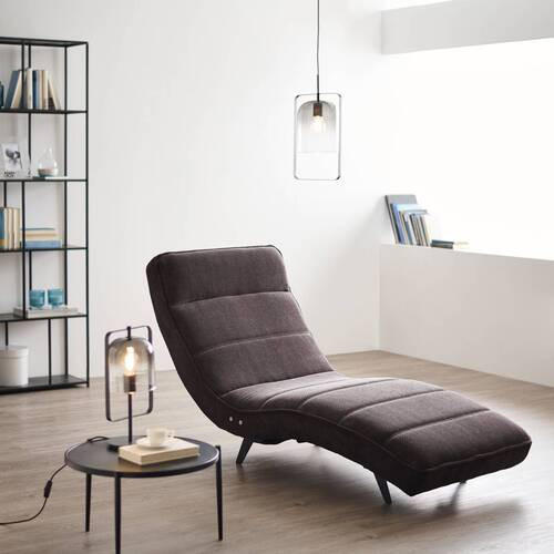 RELAXLIEGE in Webstoff Taupe  - Taupe/Schwarz, Design, Textil/Metall (78/83/168cm) - Welnova