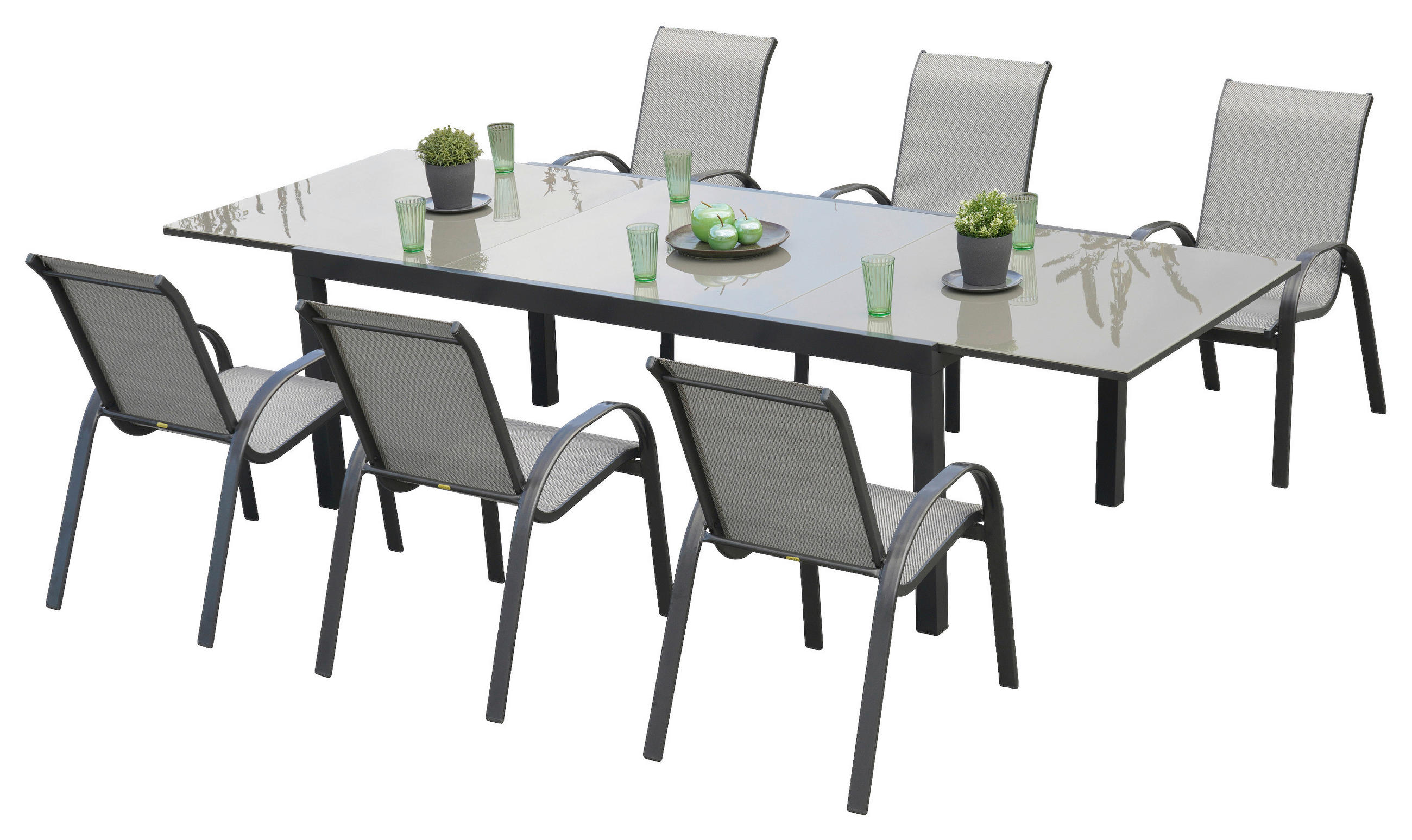 GARTENSET Aluminium - Graphitfarben/Grau, MODERN, Textil/Metall - Gardenson