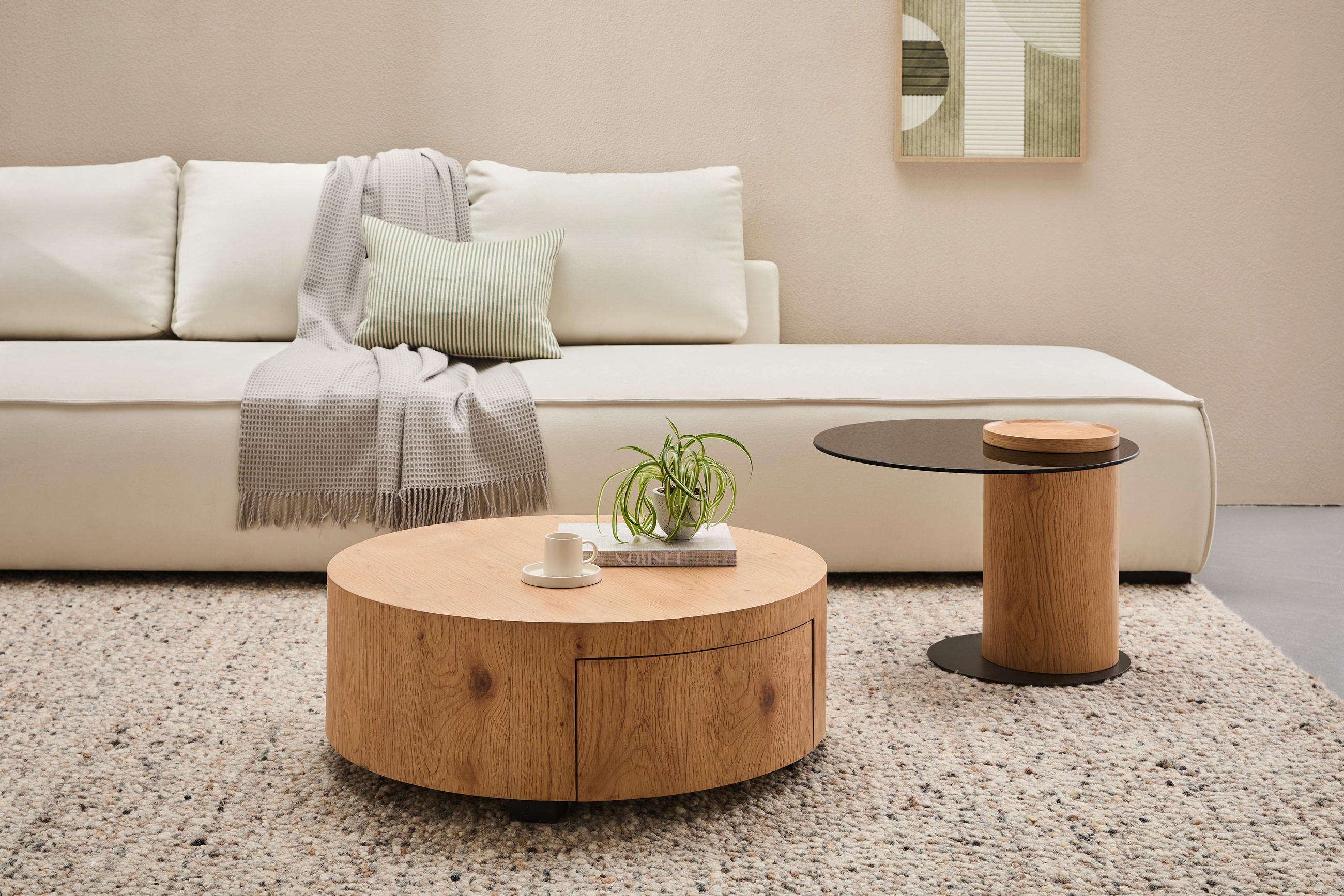 COUCHTISCH Eiche furniert rund Eichefarben  - Eichefarben, Natur, Holz/Holzwerkstoff (80/30/80cm) - Stylife