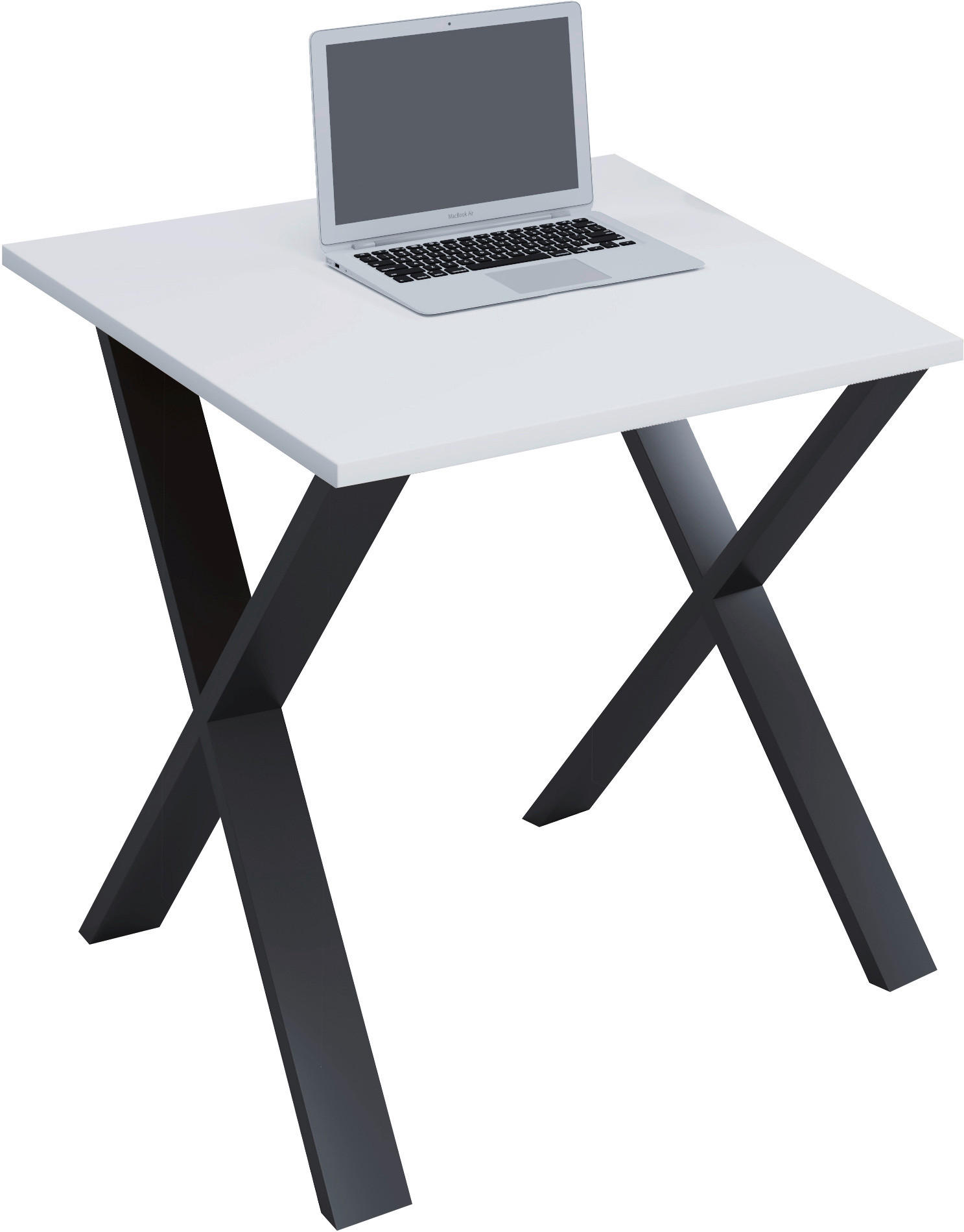 SCHREIBTISCH  Schwarz, Weiss in verschiedenen Holz-Dekoren erhältlich  - Weiss/Schwarz, Modern, Holzwerkstoff/Metall (80/50cm) - MID.YOU