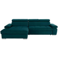 ECKSOFA in Velours Dunkelgrün  - Dunkelgrün/Silberfarben, Design, Holz/Textil (183/292cm) - Livetastic