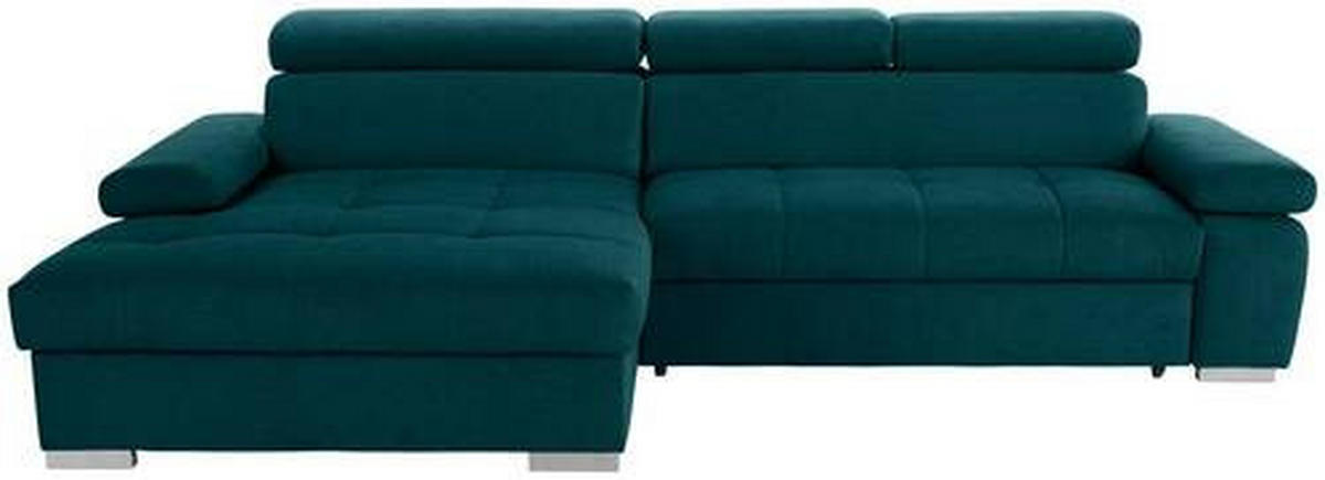 ECKSOFA in Velours Dunkelgrün  - Dunkelgrün/Silberfarben, Design, Holz/Textil (183/292cm) - Livetastic