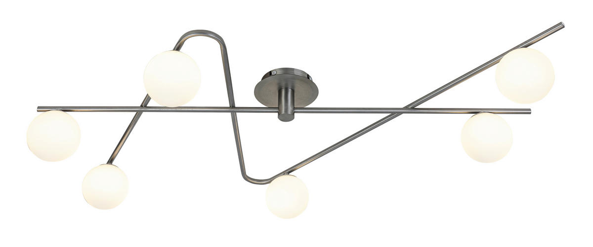 DECKENLEUCHTE 120/73/21 cm  - Weiß/Nickelfarben, Trend, Glas/Metall (120/73/21cm) - Collett's Monde