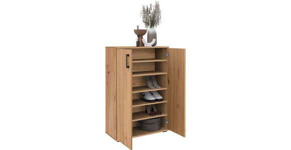 SCHUHSCHRANK 70/106/33,5 cm - Eichefarben/Schwarz, KONVENTIONELL, Holzwerkstoff/Kunststoff (70/106/33,5cm) - Xora