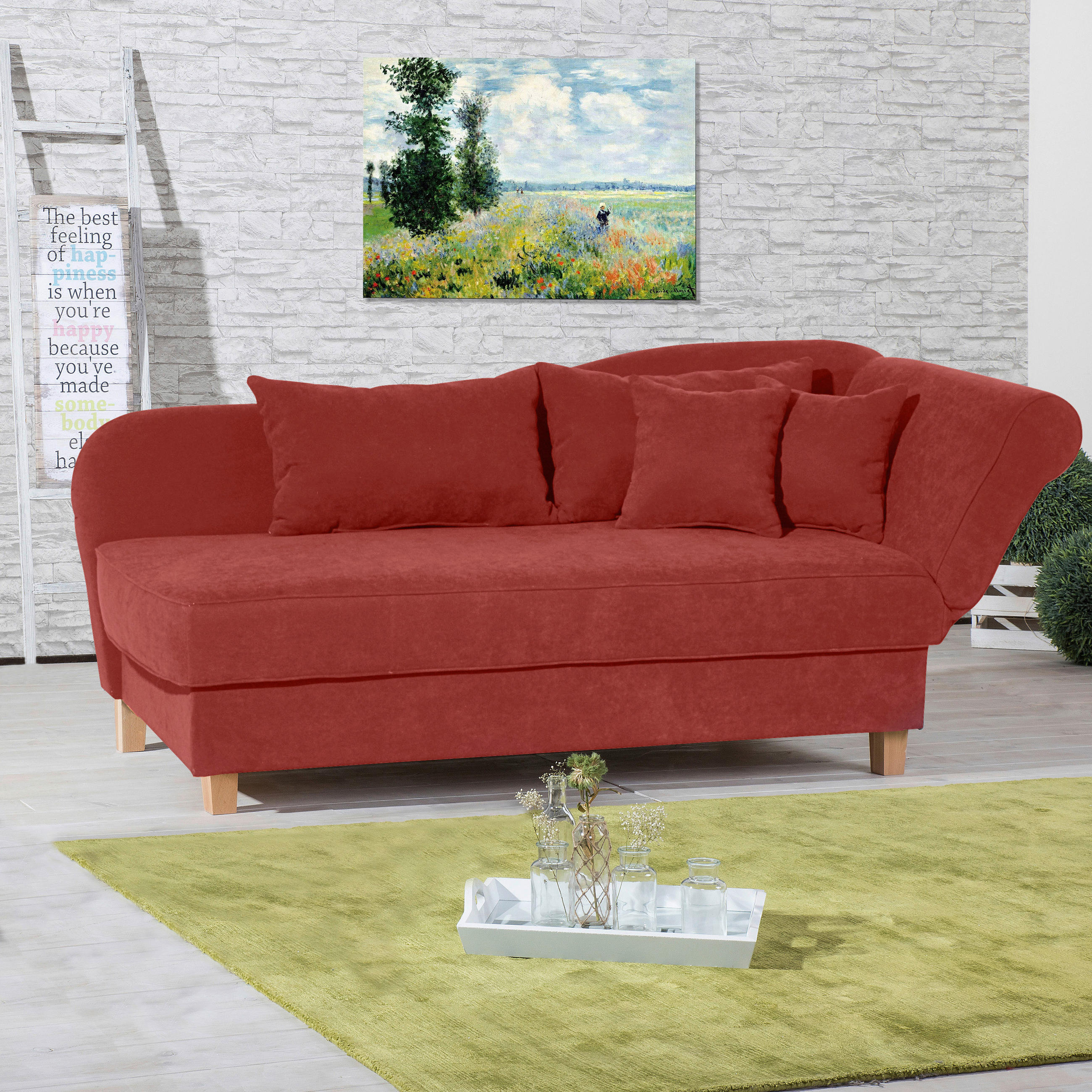 RÉCAMIERE in Velours Terracotta  - Buchefarben/Terracotta, Design, Holz/Textil (190/88/82cm) - Max Winzer