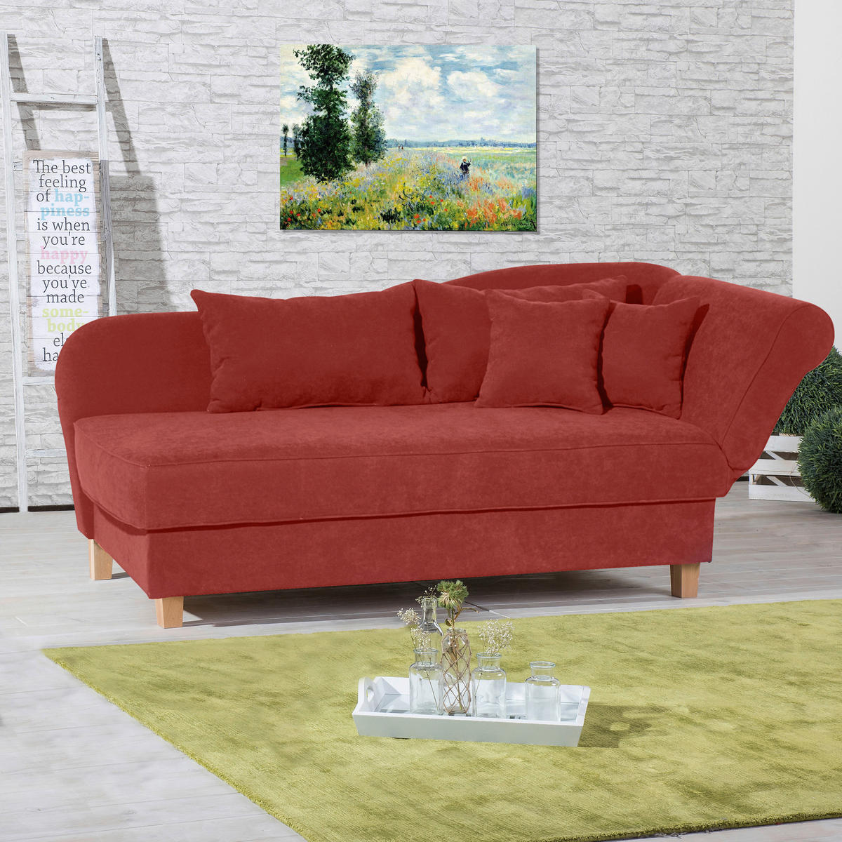 RÉCAMIERE in Velours Terracotta  - Buchefarben/Terracotta, Design, Holz/Textil (190/88/82cm) - Max Winzer