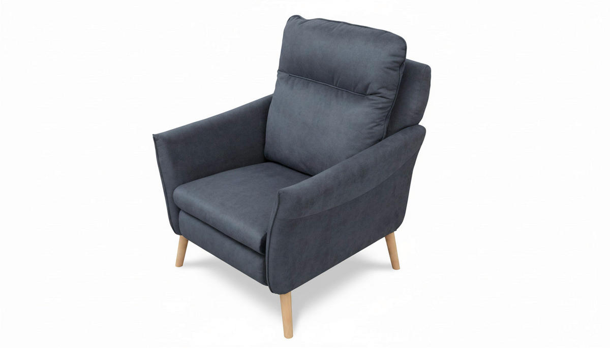 RELAXSESSEL in Textil Blau  - Blau/Buchefarben, Design, Holz/Textil (88/110/92cm) - Livetastic
